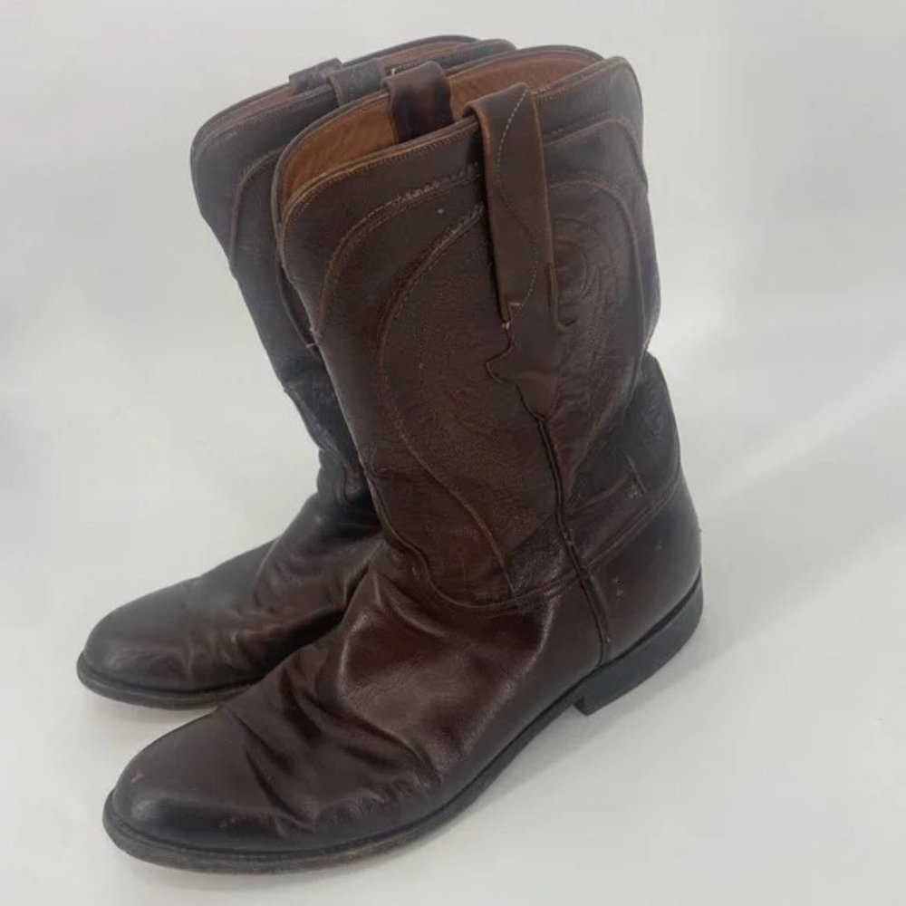 Lucchese Brown Leather Roper Boots